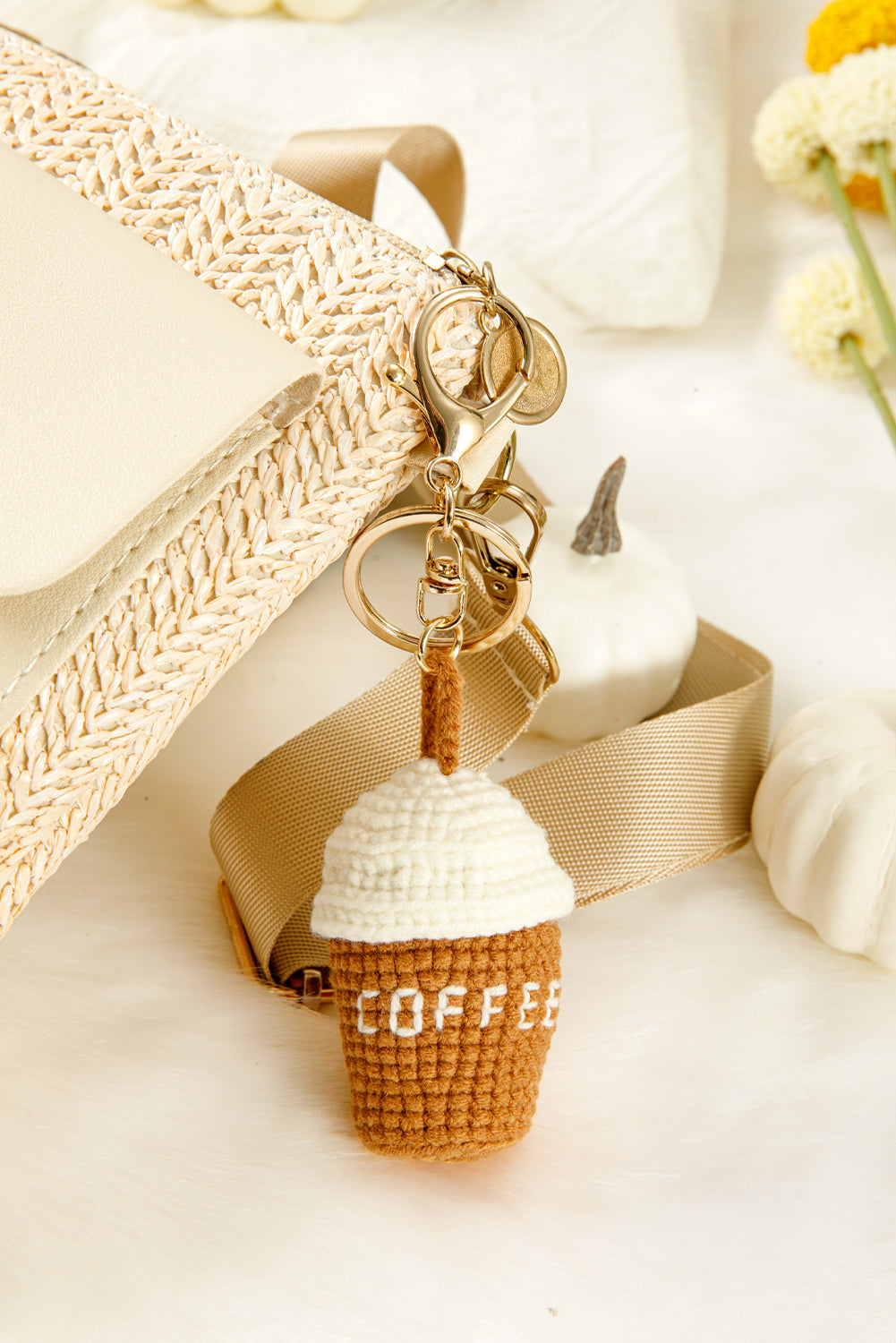 Thai Curry Knit Coffee Pendant Keychain