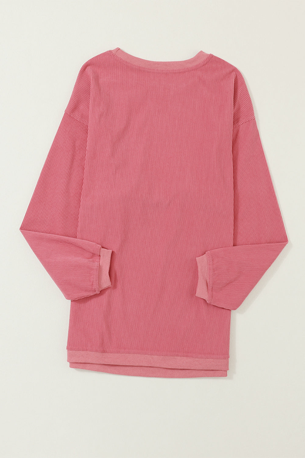 White Drop Shoulder Rib Knit Oversized Sweatshirt