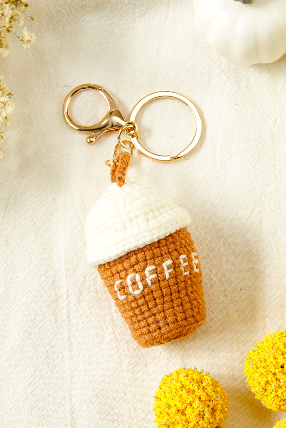 Thai Curry Knit Coffee Pendant Keychain