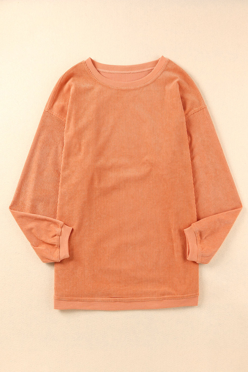 White Drop Shoulder Rib Knit Oversized Sweatshirt