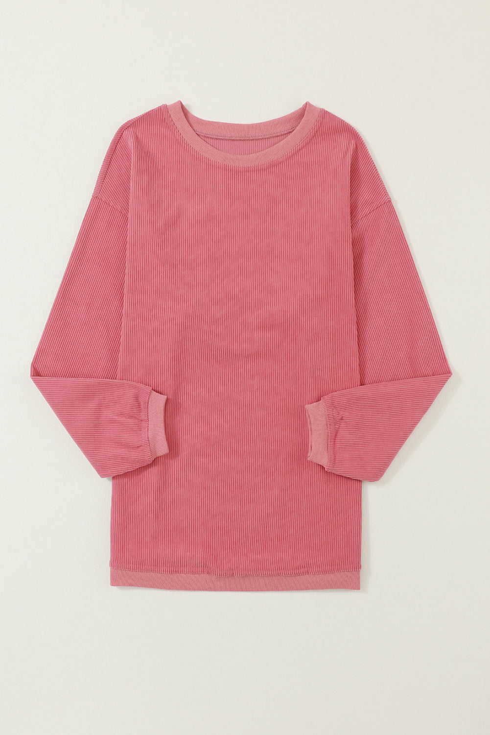 White Drop Shoulder Rib Knit Oversized Sweatshirt