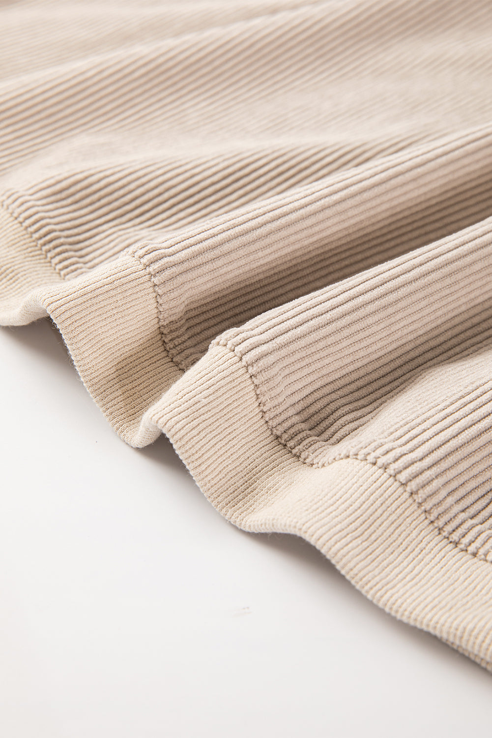 White Drop Shoulder Rib Knit Oversized Sweatshirt