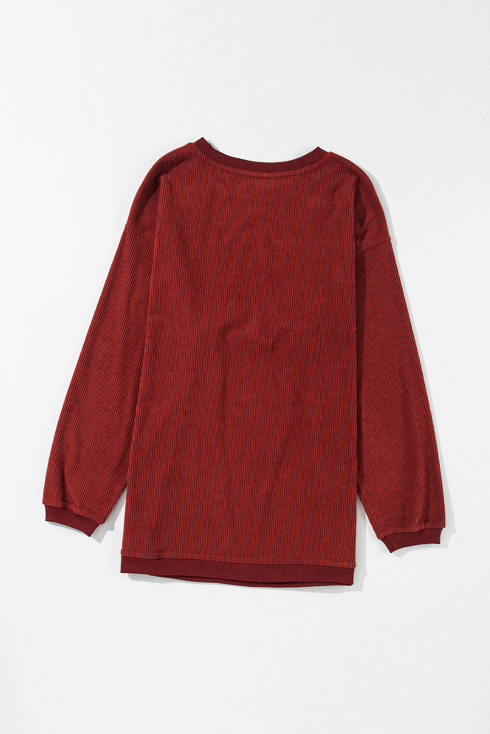 White Drop Shoulder Rib Knit Oversized Sweatshirt