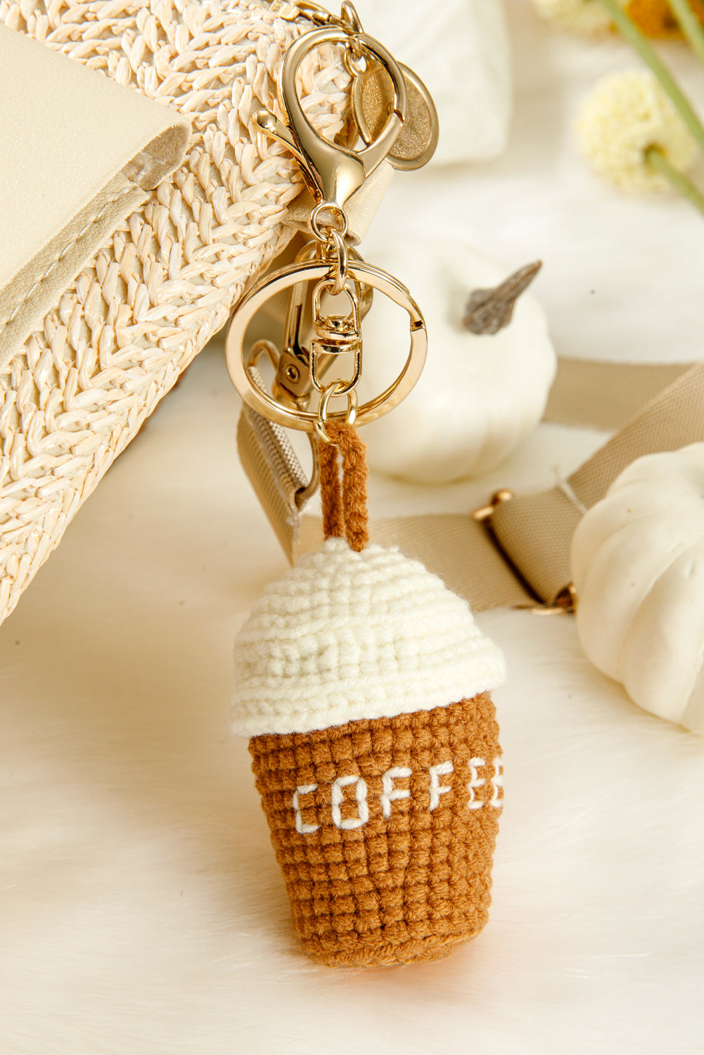 Thai Curry Knit Coffee Pendant Keychain