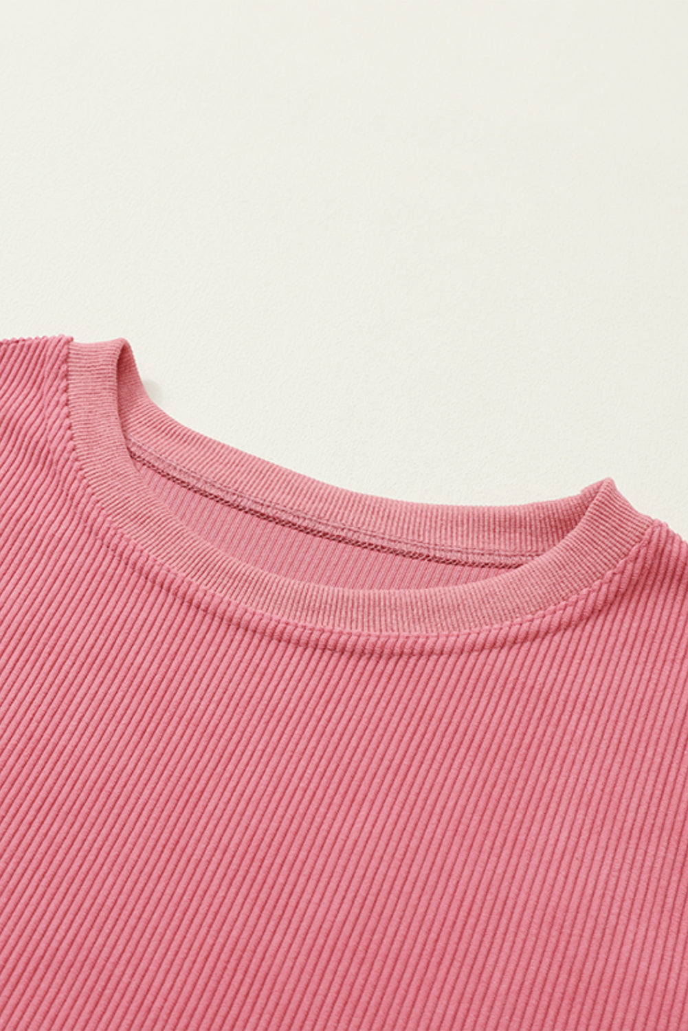 White Drop Shoulder Rib Knit Oversized Sweatshirt