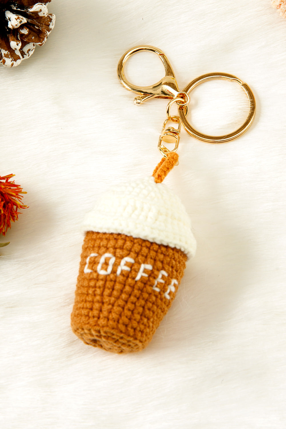 Thai Curry Knit Coffee Pendant Keychain