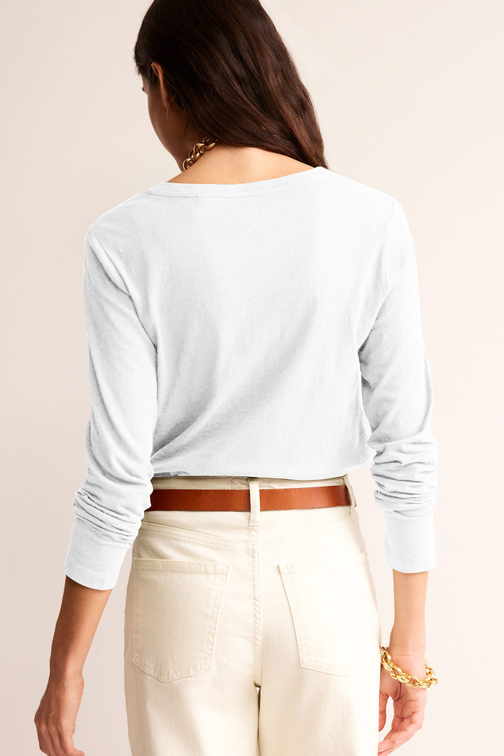 Black Plain V Neck Long Sleeve Top