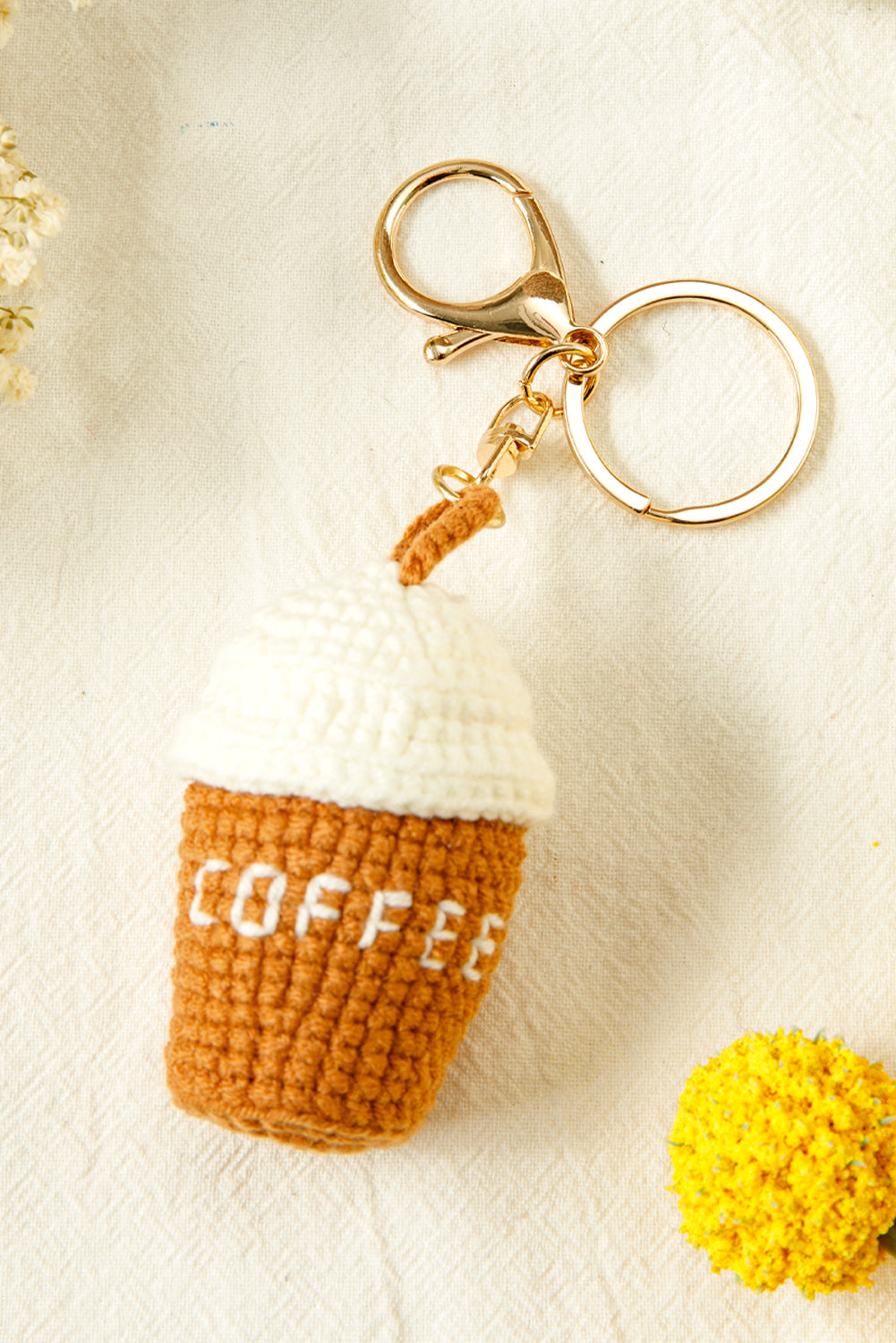 Thai Curry Knit Coffee Pendant Keychain