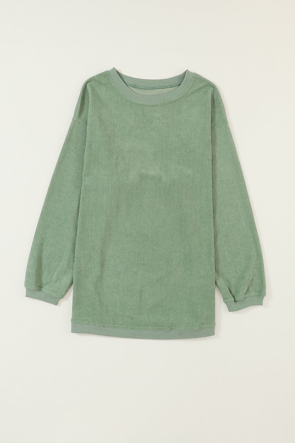 White Drop Shoulder Rib Knit Oversized Sweatshirt