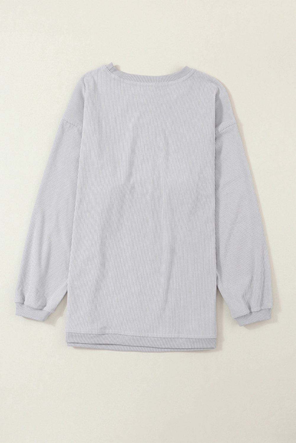White Drop Shoulder Rib Knit Oversized Sweatshirt