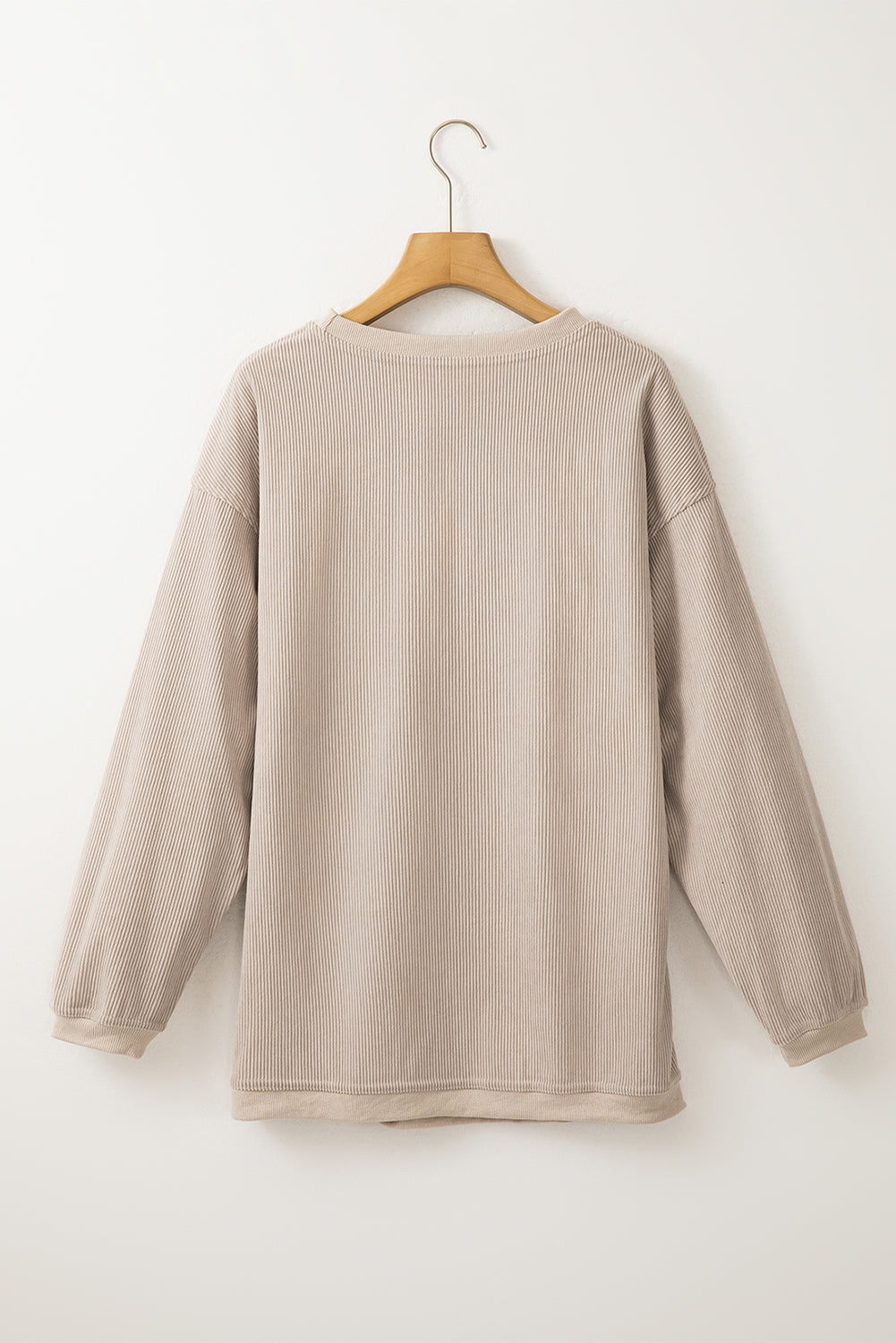 White Drop Shoulder Rib Knit Oversized Sweatshirt