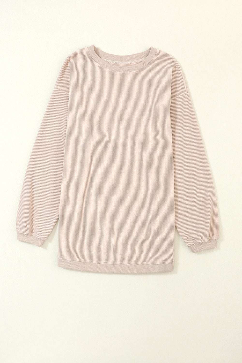 White Drop Shoulder Rib Knit Oversized Sweatshirt