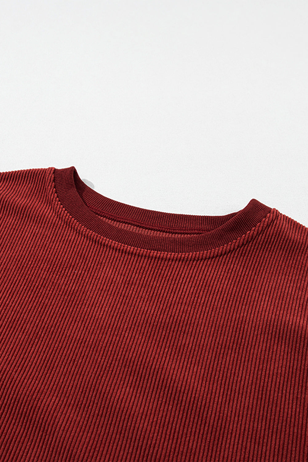 White Drop Shoulder Rib Knit Oversized Sweatshirt