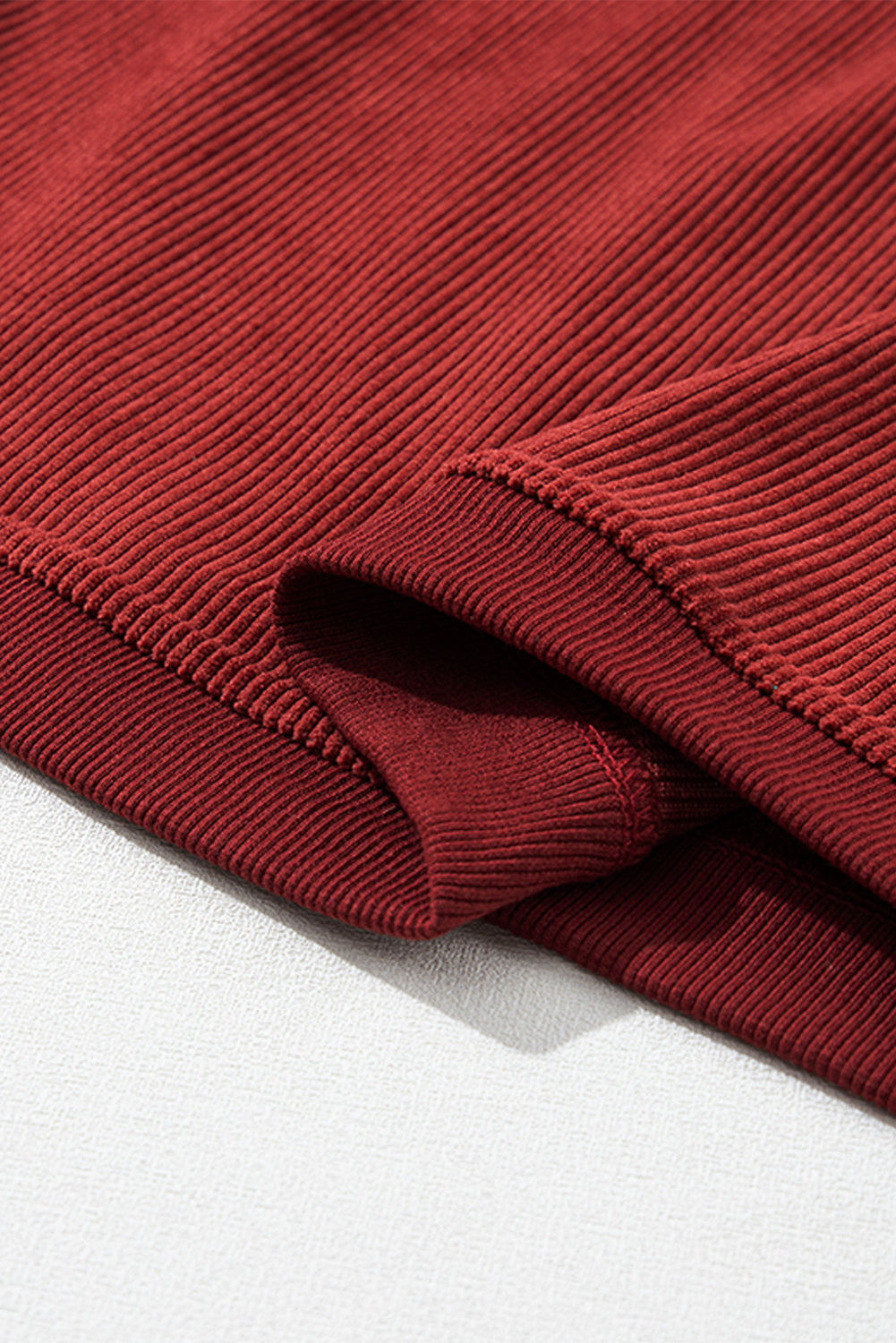 White Drop Shoulder Rib Knit Oversized Sweatshirt