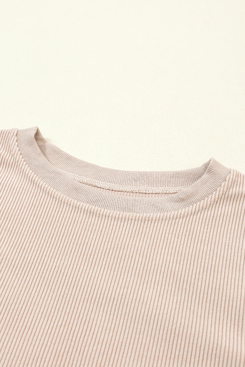 White Drop Shoulder Rib Knit Oversized Sweatshirt