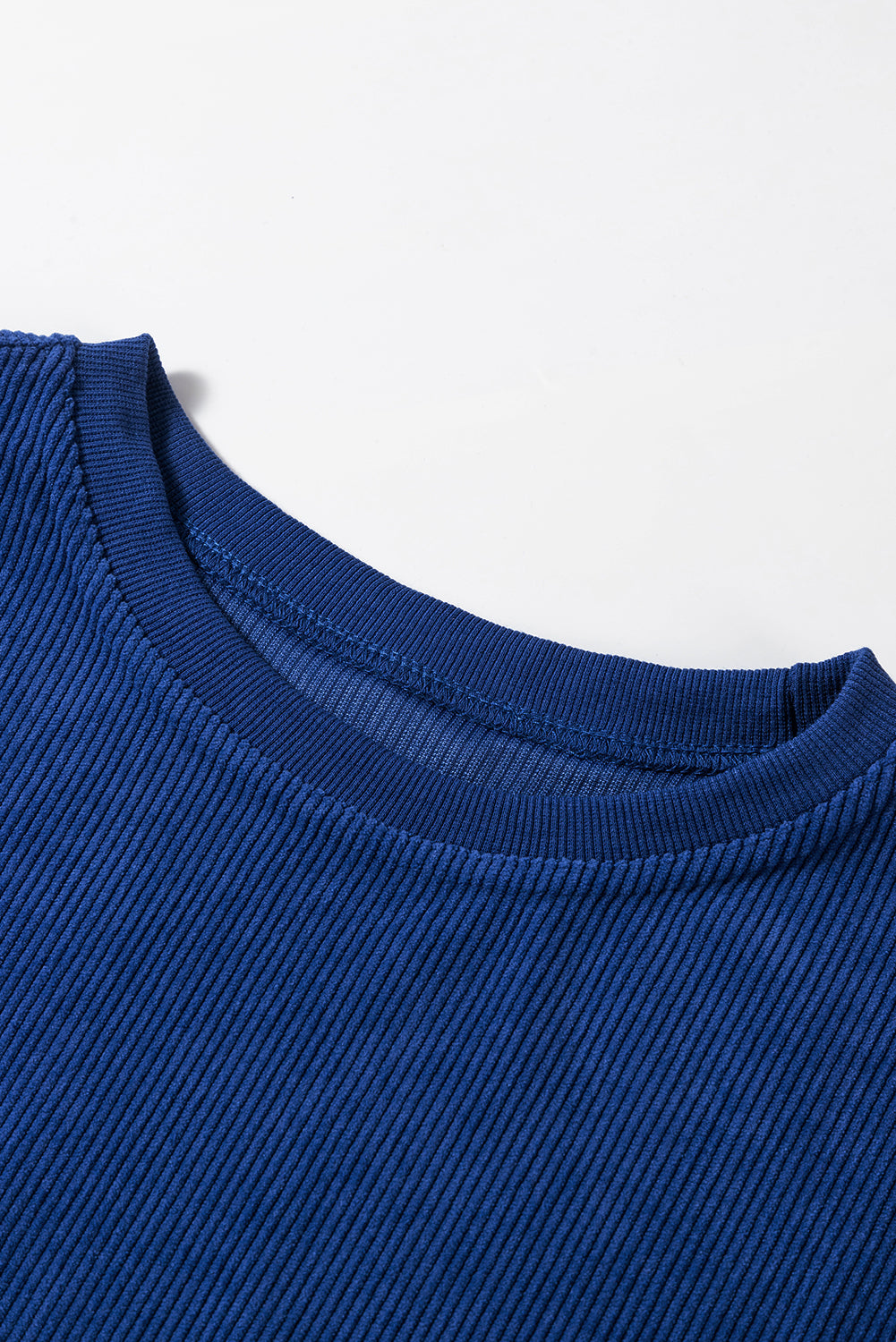 White Drop Shoulder Rib Knit Oversized Sweatshirt