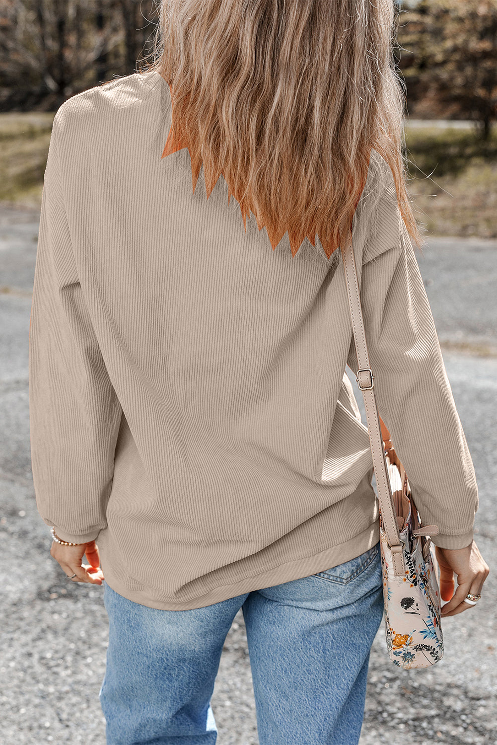 White Drop Shoulder Rib Knit Oversized Sweatshirt