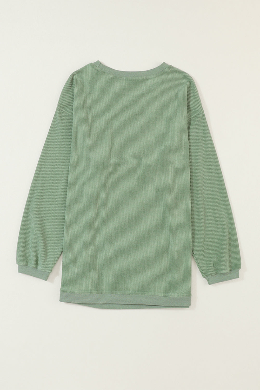 White Drop Shoulder Rib Knit Oversized Sweatshirt