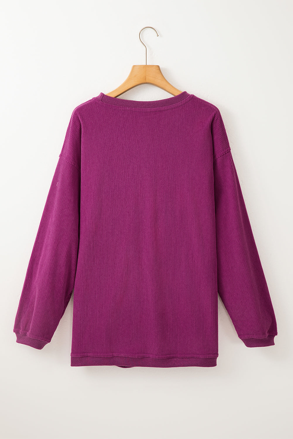 White Drop Shoulder Rib Knit Oversized Sweatshirt