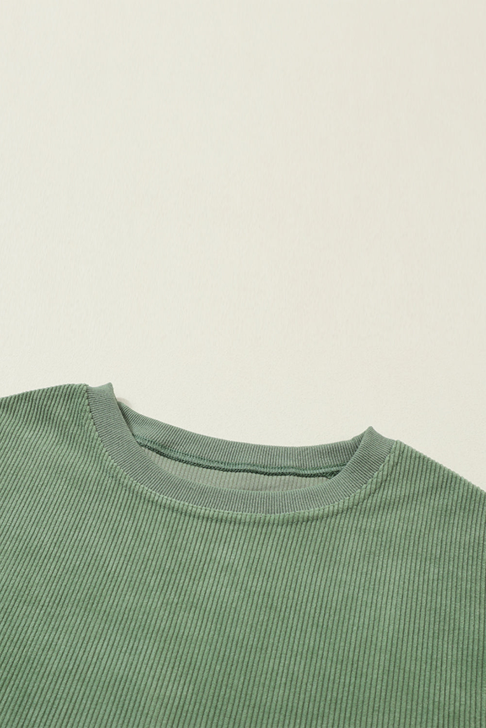 White Drop Shoulder Rib Knit Oversized Sweatshirt