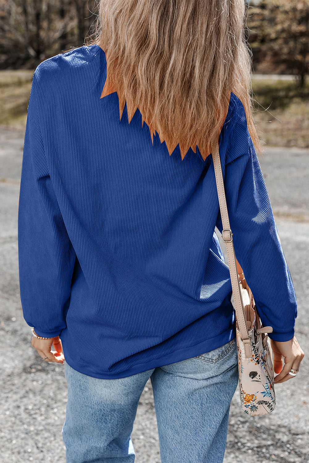 White Drop Shoulder Rib Knit Oversized Sweatshirt