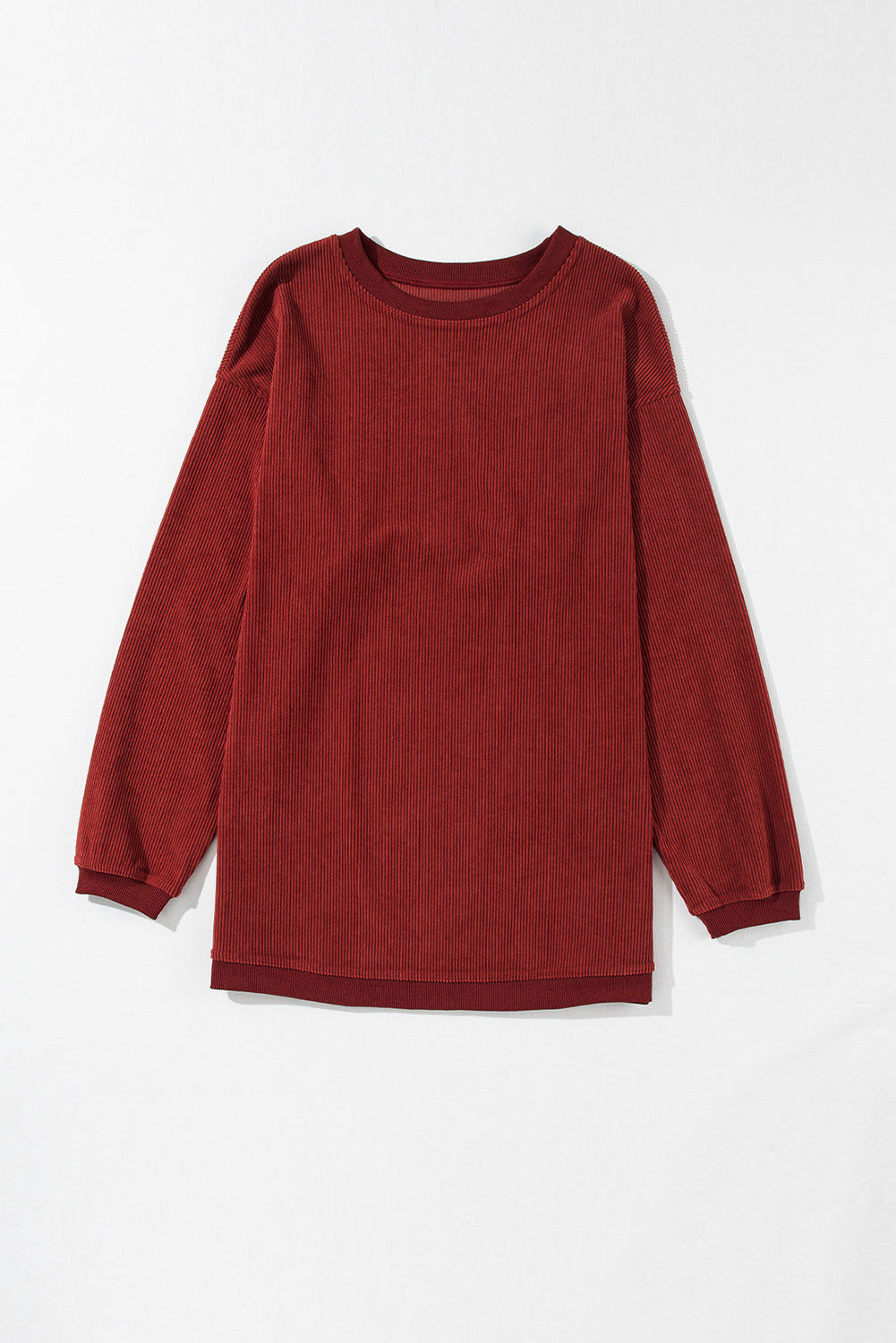 White Drop Shoulder Rib Knit Oversized Sweatshirt