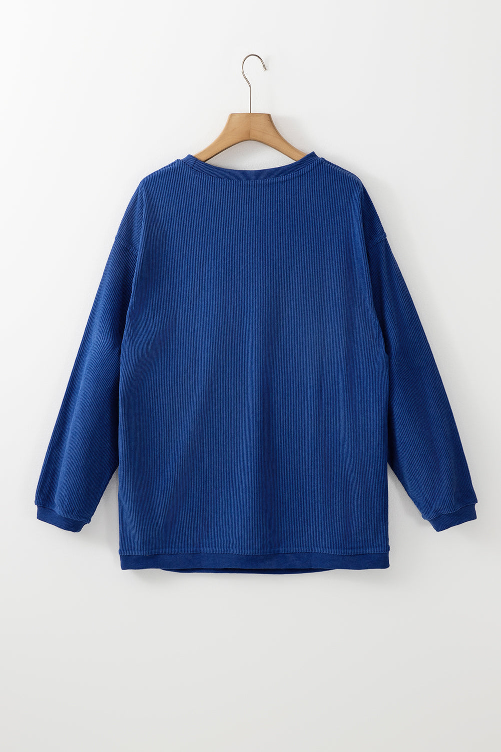 White Drop Shoulder Rib Knit Oversized Sweatshirt
