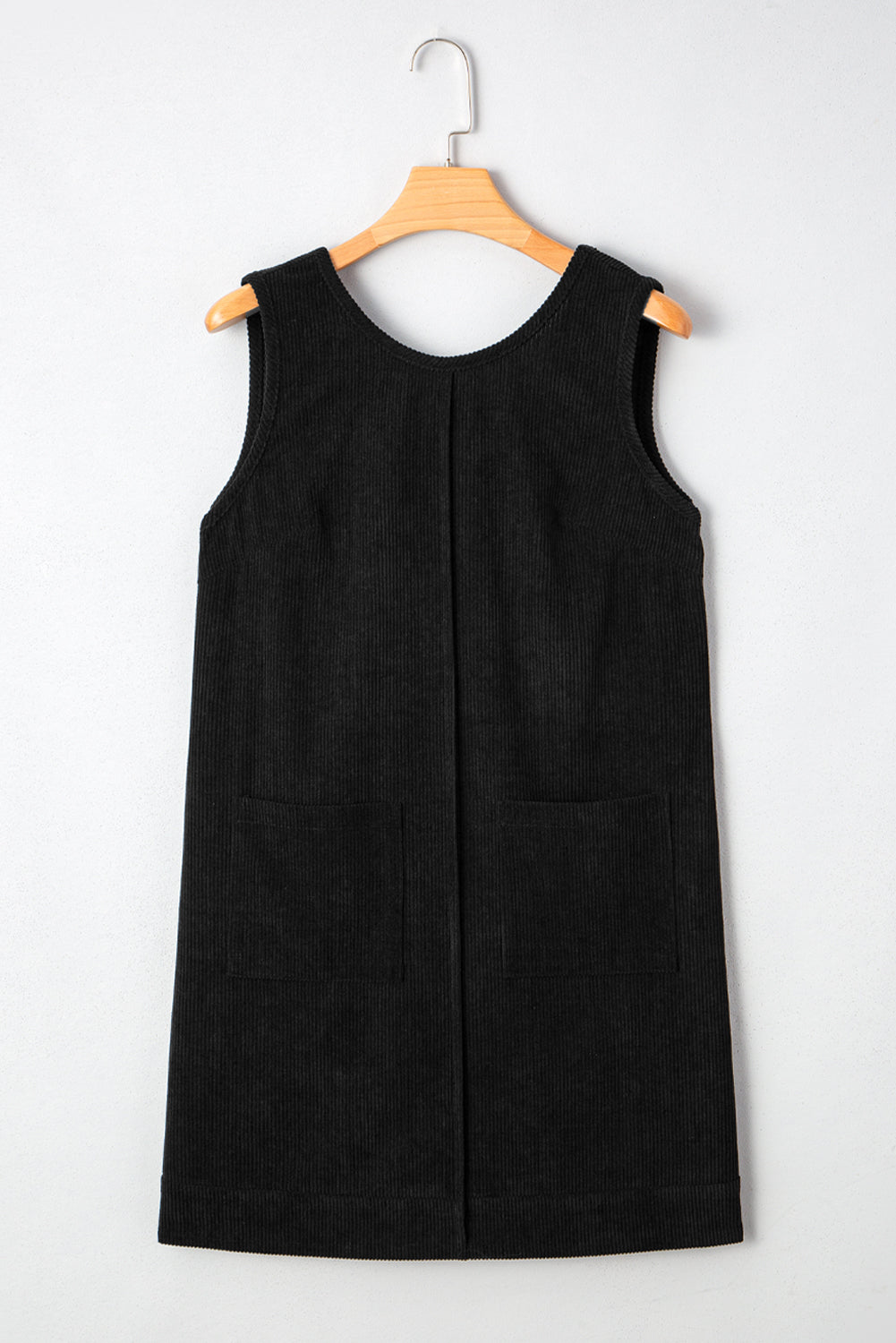Beige Corduroy Exposed Seam Sleeveless Mini Dress