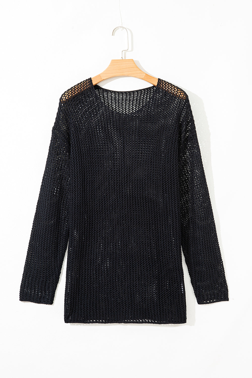 Smoke Gray Crochet Hollow-out Knit Sweater
