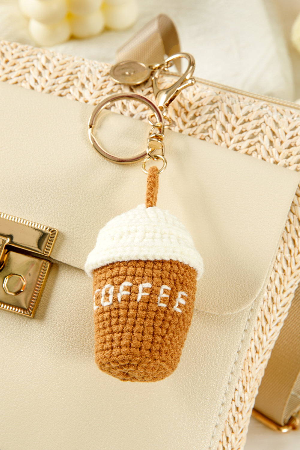 Thai Curry Knit Coffee Pendant Keychain