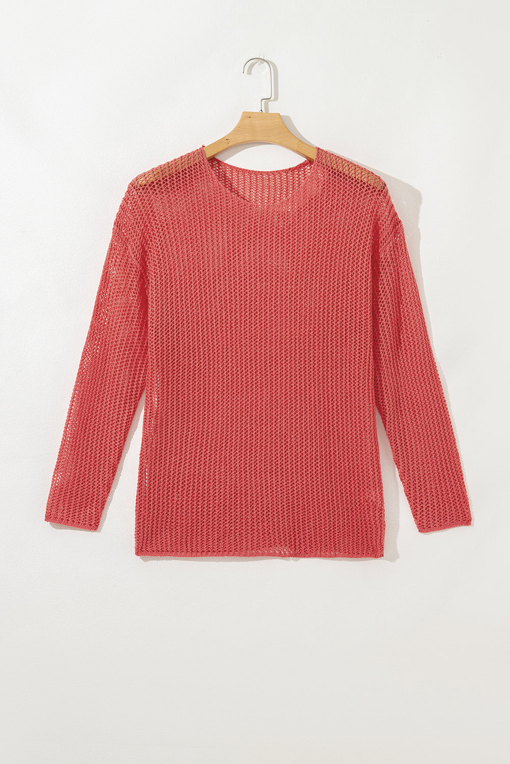 Smoke Gray Crochet Hollow-out Knit Sweater