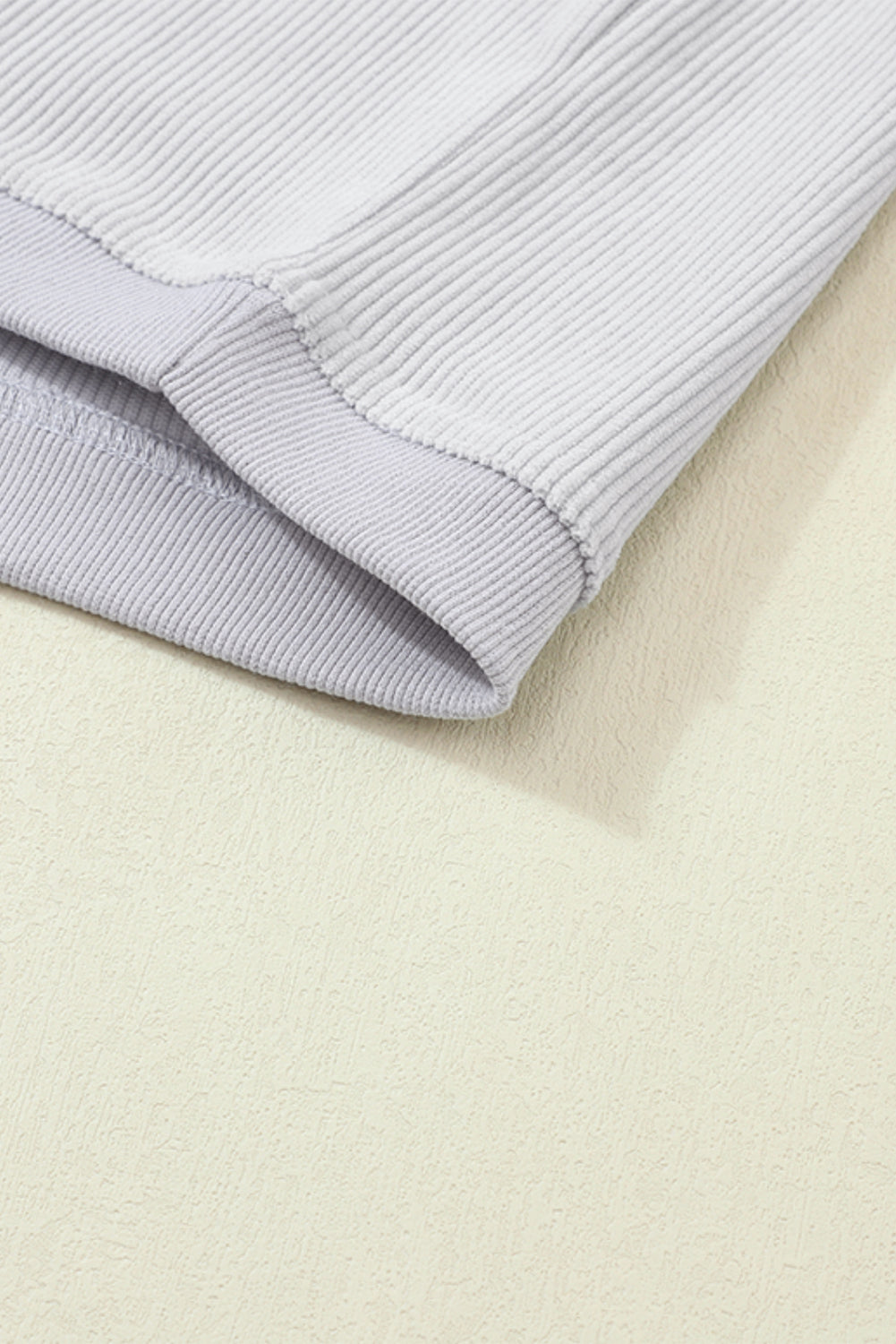 White Drop Shoulder Rib Knit Oversized Sweatshirt