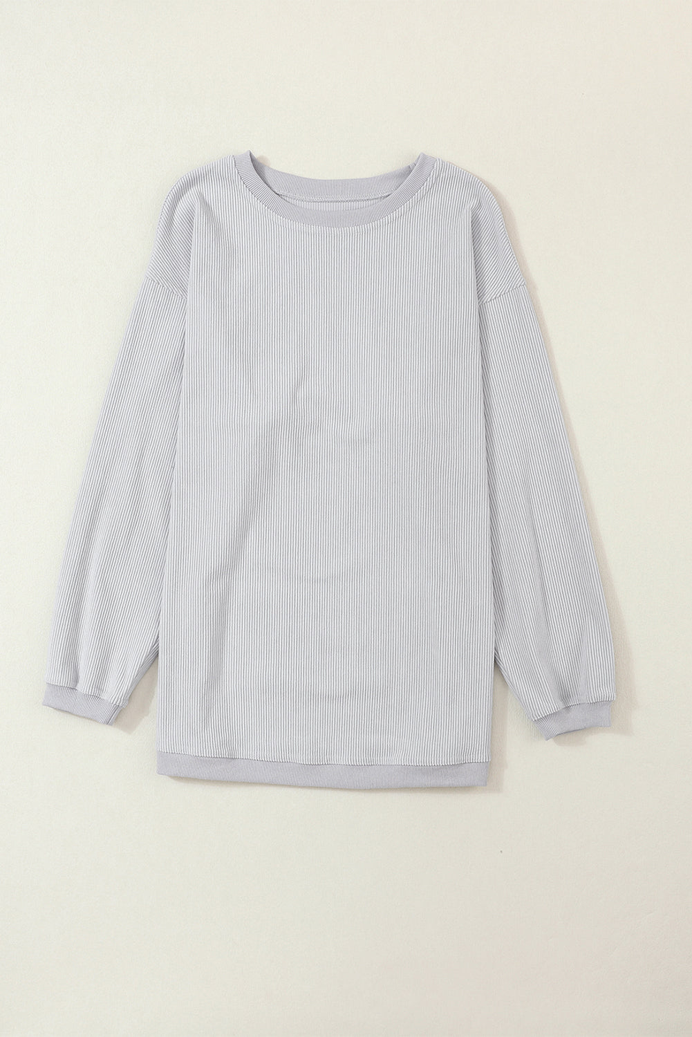 White Drop Shoulder Rib Knit Oversized Sweatshirt