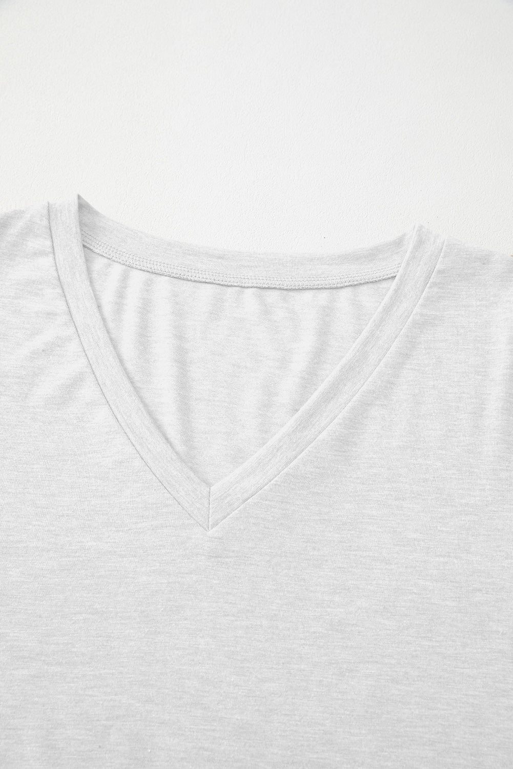 Black Plain V Neck Long Sleeve Top