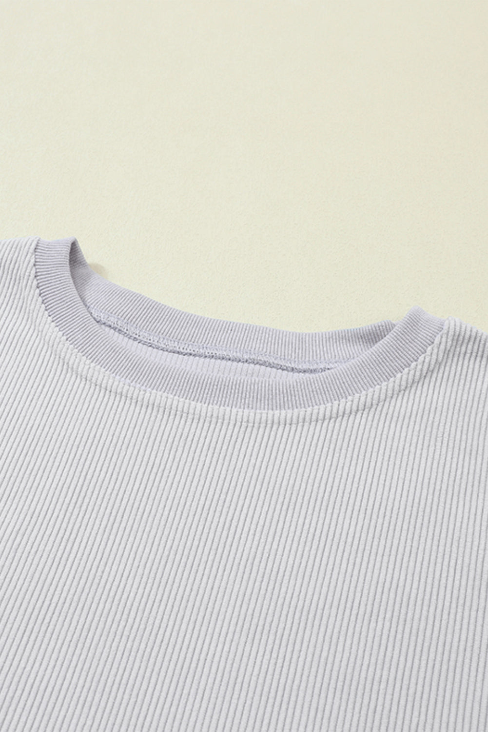 White Drop Shoulder Rib Knit Oversized Sweatshirt