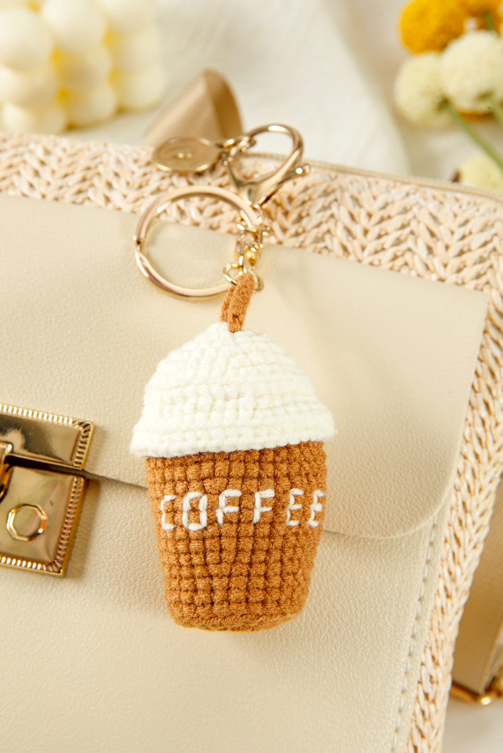 Thai Curry Knit Coffee Pendant Keychain