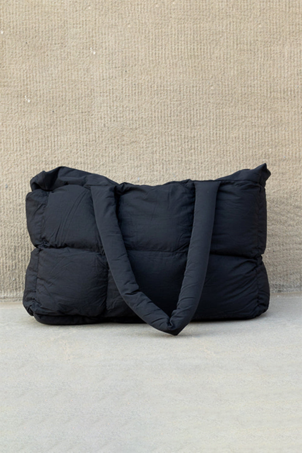 Cinnamon Solid Quilted Puffy Zipped Large Tote Bag