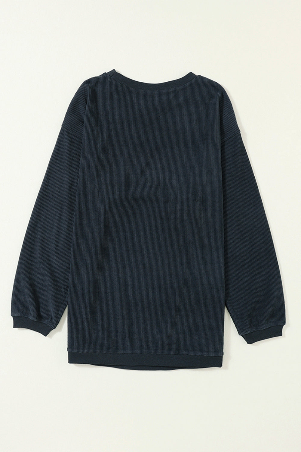 White Drop Shoulder Rib Knit Oversized Sweatshirt