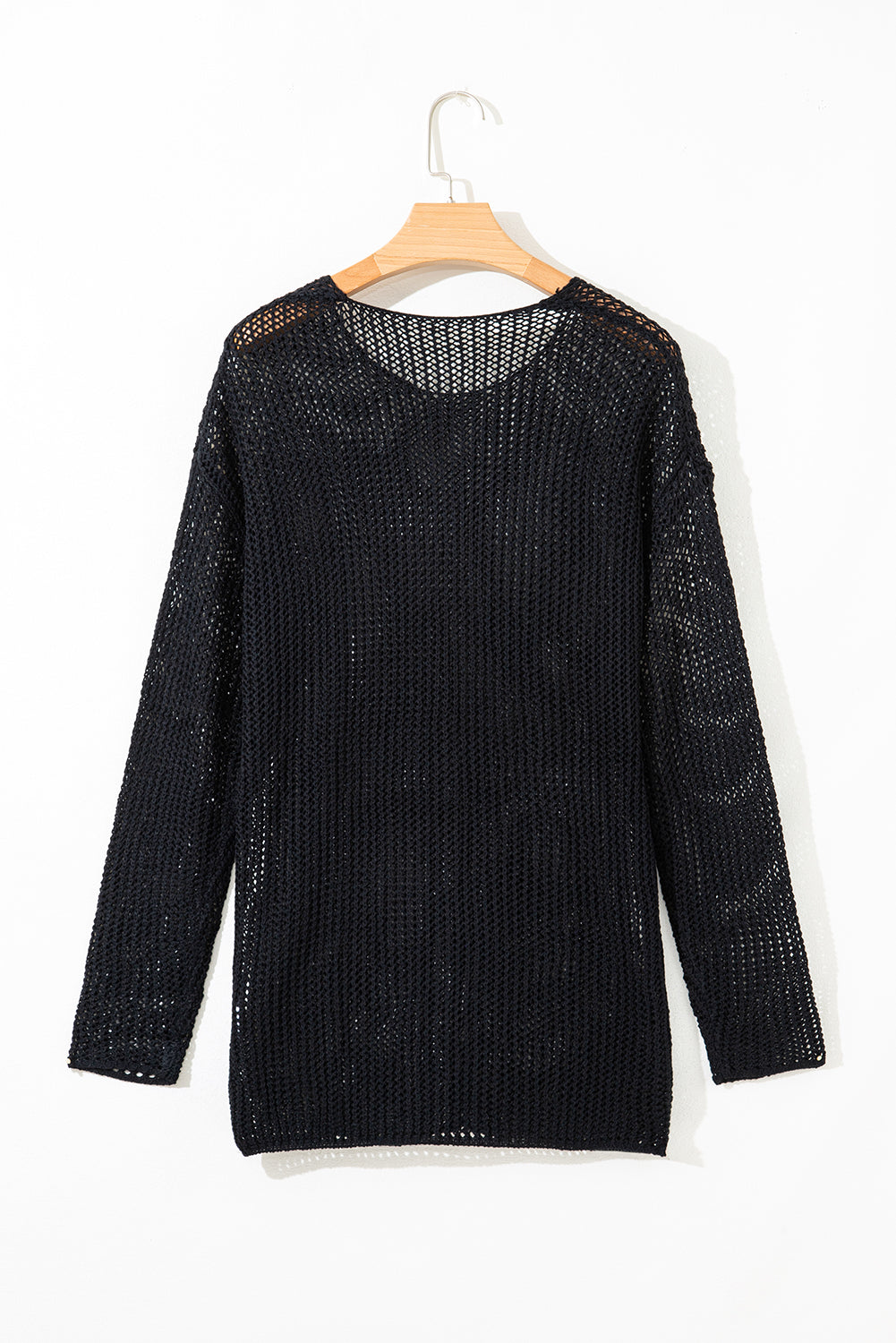 Smoke Gray Crochet Hollow-out Knit Sweater
