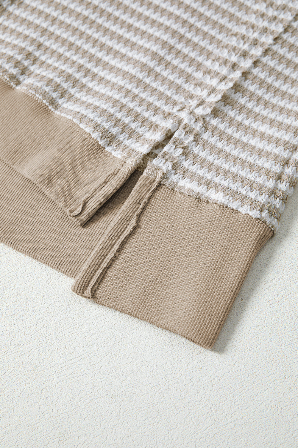 Black Stripe Ribbed Trim Drop Shoulder Long Sleeve Oversized Top