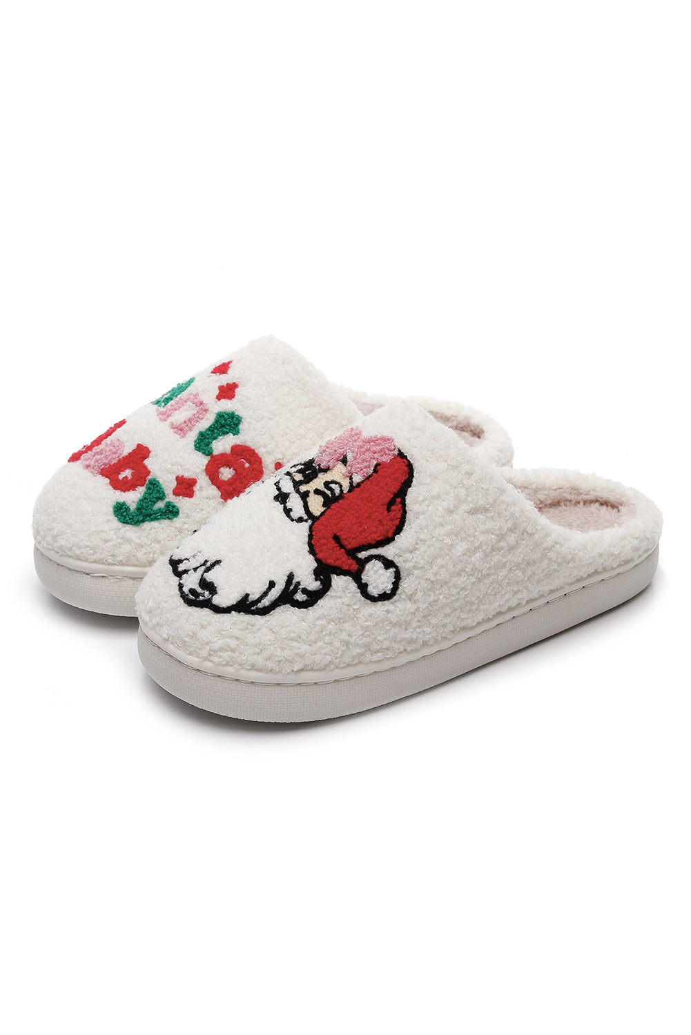 White Cute Santa Baby Holiday Winter Slippers