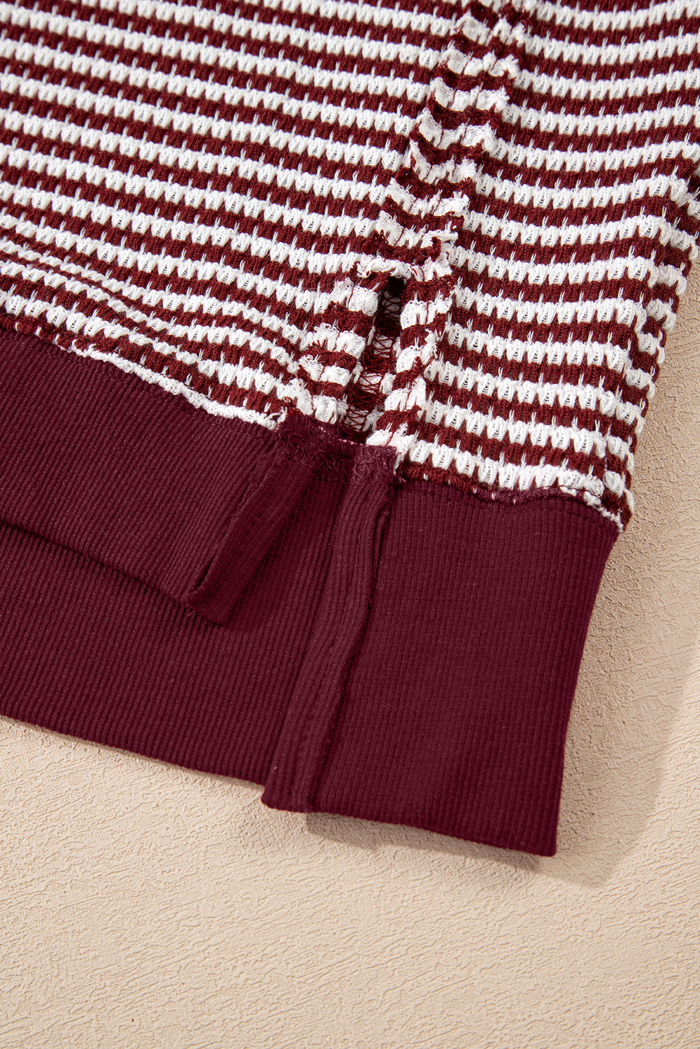 Black Stripe Ribbed Trim Drop Shoulder Long Sleeve Oversized Top