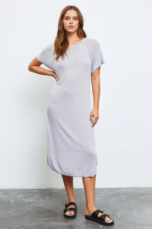 Short Sleeve Sweater Midi Dress