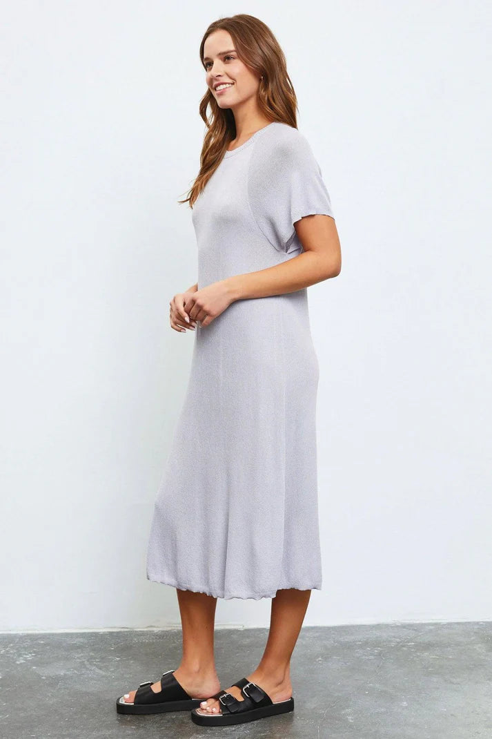 Short Sleeve Sweater Midi Dress