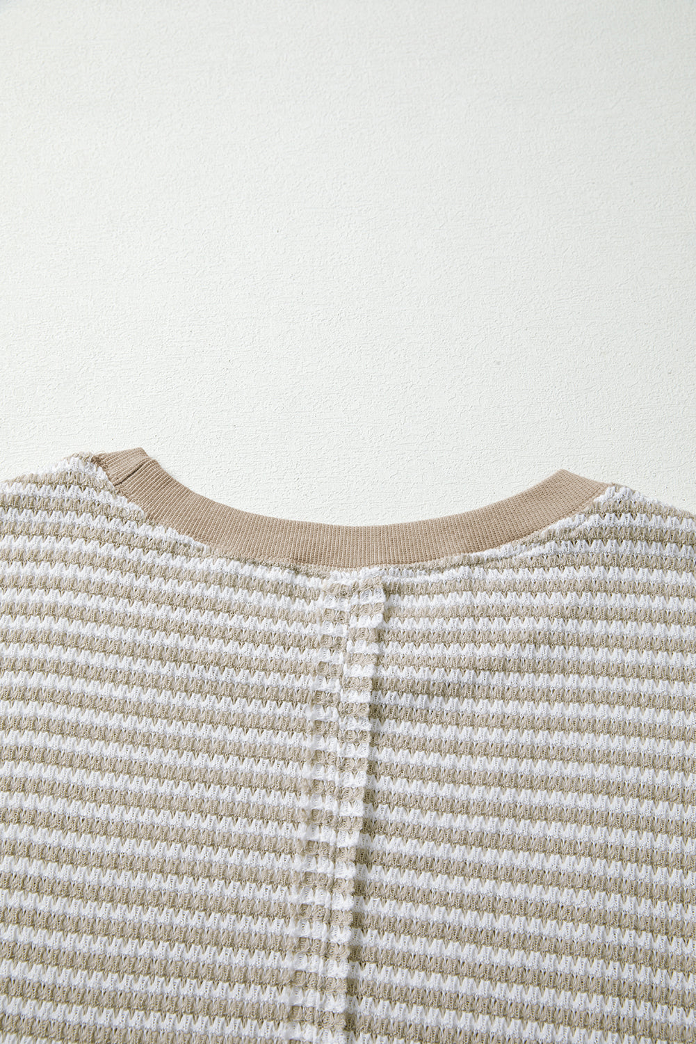 Black Stripe Ribbed Trim Drop Shoulder Long Sleeve Oversized Top